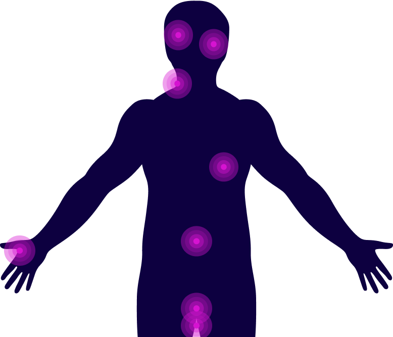 Graphic showing hotspots on the outline of a person